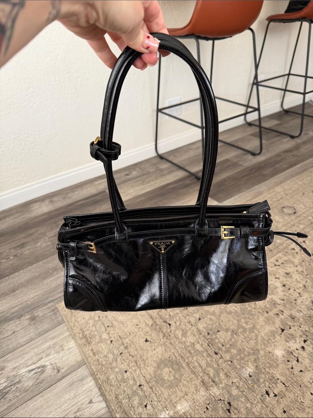 Prada Black Bonnie Shoulder bag with Gold Hardware NWOT - Picture 10 of 11